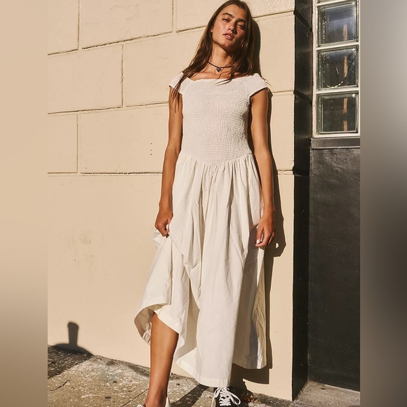 Free People Ceci Smocked White Dress - Picture 1 of 4